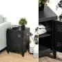HouseinBox Low Standing Locker Organizer Side End Table Office File Storage Metal Cabinet Cupboard Unit Detachable 4 Legs,Size:15.9 x 12 x 22.6 (Black)