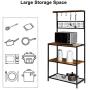 ROVSUN Multiuse 4-Tier Metal Kitchen Bakers Rack , Microwave Storage Rack Oven Stand with Mesh Panel, Storage Organizer Workstation Industrial Style (33.3'' x 15.8'' x 66.93'')