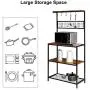 ROVSUN Multiuse 4-Tier Metal Kitchen Bakers Rack , Microwave Storage Rack Oven Stand with Mesh Panel, Storage Organizer Workstation Industrial Style (33.3'' x 15.8'' x 66.93'') ROVSUN Multiuse 4-Tier Metal Kitchen Bakers Rack , Microwave Storage Rack Oven Stand with Mesh Panel, Storage Organizer Workstation Industrial Style (33.3'' x 15.8'' x 66.93'')