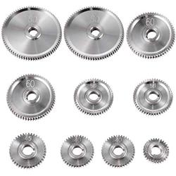 VEVOR 10PCS Metal Lathe Gears, Precise Mini Lathe Replacement Gears, Change Gear with Lathe Belt, Metal Gear Set 2x80T, 2x60T, 2x50T, 1x45T, 2x40T, 1x30T for CJ0618 Mini Lathes & Milling Machines