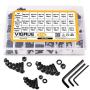 VIGRUE M3 M4 M5 Alloy Steel Hex Socket Button Head Cap Nuts Flat Washers Kit Black Screw Assortment(570 PCS)