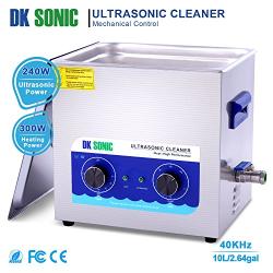 Commercial Ultrasonic Cleaner - DK SONIC 10L 240W Sonic Cleaner with Heater and Basket for Metal Parts, Carburetor,Fuel Injector,Record,Circuit Board,Brass,Engine Parts,Tableware,Home Repair Tool,etc