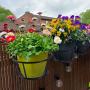 HOMENOTE Railing Planter, 3 Pack Hanging Flower Basket Outside Plant Stand Over Deck Rail Planters for Balcony - Easy Assembly Metal Black