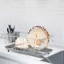 WHITGO Dish Drying Rack with Drain Board, Stainless Steel Dish Drainer Drying Rack with Utensil Holder for Kitchen Counter, Dish drain rack with One Cleaning Cloth