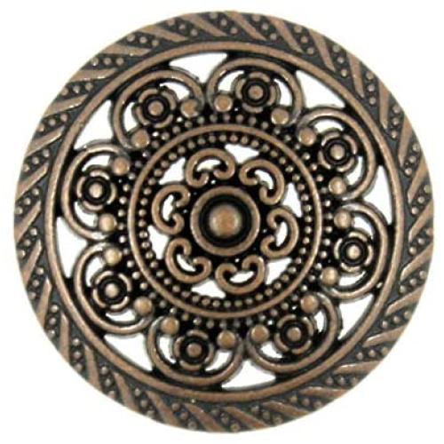 Bezelry 12 Pieces Lacework Filigree Antique Copper Metal Shank Buttons. 21mm (3/4 inch)