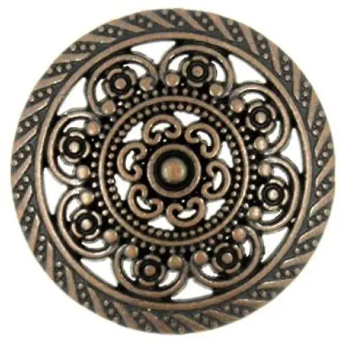 Bezelry 12 Pieces Lacework Filigree Antique Copper Metal Shank Buttons. 21mm (3/4 inch)