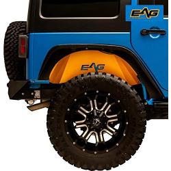 EAG JK Front and Rear Inner Fender Kit Sheet Metal Yellow 6PCS with Logo Cut Fit for 07-18 Wrangler JK