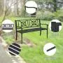 Giantex Patio Garden Bench, Heavy-Duty Park Bench w/Powder Coated Steel Frame, Elegant Loveseat w/Decorative Backrest & Ergonomic Armrest for Outdoor Garden, Backyard, Lawn, Porch, Path (Black)