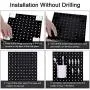 2 Pieces Pegboard Wall Mount Display Metal Pegboard Wall Panel Kits Pegboard Organizer Accessories, 2 Installation Methods, No Damage to The Wall for Garage Kitchen Bathroom Office (Black) 2 Pieces Pegboard Wall Mount Display Metal Pegboard Wall Panel Kits Pegboard Organizer Accessories, 2 Installation Methods, No Damage to The Wall for Garage Kitchen Bathroom Office (Black)