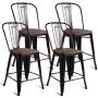 COSTWAY Tolix Style Dining Stools with Wood Seat and Backrest, Industrial Metal Counter Height Stool, Modern Kitchen Dining Bar Chairs Rustic, Copper COSTWAY Tolix Style Dining Stools with Wood Seat and Backrest, Industrial Metal Counter Height Stool, Modern Kitchen Dining Bar Chairs Rustic, Copper
