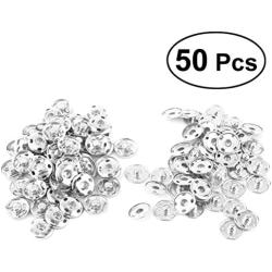 rosenice Sew On Snaps Buttons Metal Snaps Fasteners Press Studs Buttons 50 Sets Brass Fasteners DIY Craft Accessory (15mm-Silver)