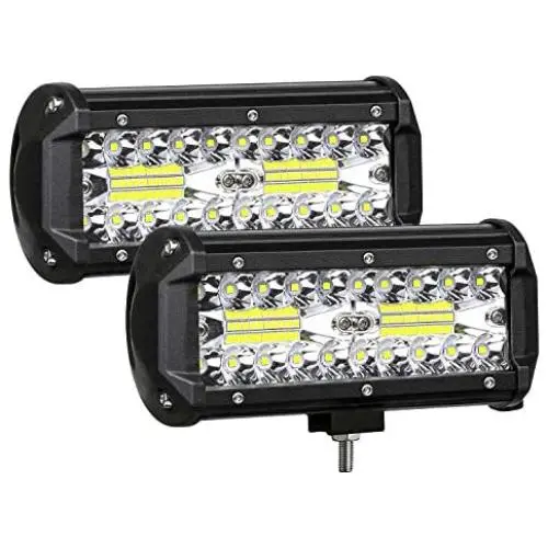 AUZKIN 7 Inches LED Light Bar Submersible driving lights 240W 24000lm LED Pods Spot Flood Combo Beam Off Road lights fog lights for Truck Trailer Pickup Boat Car SUV ATV RV Jeep,2Pcs