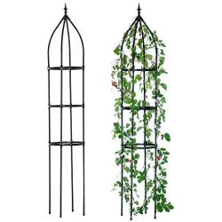 Hin Green Garden Obelisk Trellis, Durable Metal Trellis for Climbing Plants（2nd Generation）,87'' High, Spiral Plant Support, Decorative Vertical Gardening, Black, 1 pcs