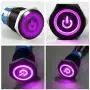 ESUPPORT Black 19mm 12V 5A Power Symbol Angel Eye Halo Car Purple LED Light Metal Push Button Toggle Switch Socket Plug Wire Waterproof