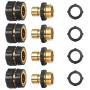 3/4 Inch Garden Aluminum Hose Fitting Quick Connector Male and Female Value Pack - No-Leaks Water Hoses Quick Connect Release, 4 Set, with 4 Sealed O-Rings