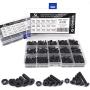 Comdox 500pcs Alloy Steel Socket Cap Screws Hex Head Bolt Nuts Assortment Kit with Box, M3 M4 M5 Thread Size, Black Oxide Finish (Flat Head)