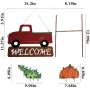MorTime Hanging Train Welcome Sign with Pumpkin or Christmas Tree, 15'' Metal Train Yard Garden Stake Decor, DIY Thanksgiving Christmas Decorations