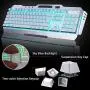 Wireless Keyboard and Mouse,Blue LED Backlit Rechargeable Keyboard Mouse with 3800mAh Battery Metal Panel,Removable Hand Rest Mechanical Feel Keyboard and 7 Color Gaming Mute Mouse for PC Gamers Wireless Keyboard and Mouse,Blue LED Backlit Rechargeable Keyboard Mouse with 3800mAh Battery Metal Panel,Removable Hand Rest Mechanical Feel Keyboard and 7 Color Gaming Mute Mouse for PC Gamers