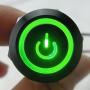 Etopars Black Case 19mm 12V 5A Power Symbol Angel Eye Halo Car Green LED Light Metal Push Button Toggle Switch Socket
