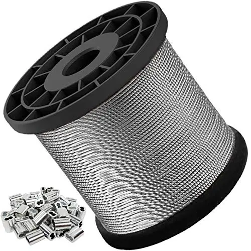 1/16 Wire Rope, 304 Stainless Steel Cable, 328ft Aircraft Cable with 150 Pcs Aluminum Sleeves, 368 lbs Breaking Strength, 7x7 Strand Core, Braided Wire Cable for String Lights, Clothesline 1/16 Wire Rope, 304 Stainless Steel Cable, 328ft Aircraft Cable with 150 Pcs Aluminum Sleeves, 368 lbs Breaking Strength, 7x7 Strand Core, Braided Wire Cable for String Lights, Clothesline