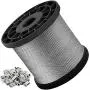1/16 Wire Rope, 304 Stainless Steel Cable, 328ft Aircraft Cable with 150 Pcs Aluminum Sleeves, 368 lbs Breaking Strength, 7x7 Strand Core, Braided Wire Cable for String Lights, Clothesline 1/16 Wire Rope, 304 Stainless Steel Cable, 328ft Aircraft Cable with 150 Pcs Aluminum Sleeves, 368 lbs Breaking Strength, 7x7 Strand Core, Braided Wire Cable for String Lights, Clothesline
