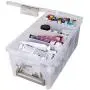 ArtBin 6925AB Semi Satchel with 3 Removable Dividers, Portable Art & Craft Organizer with Handle, [1] Plastic Storage Case, Clear