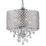 Edvivi Marya 4-Light Chrome Round Crystal Chandelier Ceiling Fixture | Beaded Drum Shade | Glam Lighting