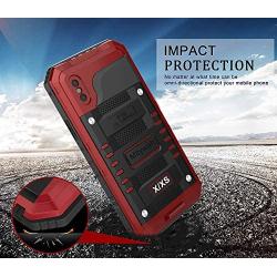 Mitywah Waterproof Case Compatible with iPhone X/XS, [Full Body Protective] Cover Built-in [Shield Screen Protection] [Shockproof] [Military Grade Defender] [Metal] [Heavy Duty ] Shell Outdoor,Red