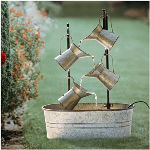 Glitzhome Metal Tiered Water Fountain with Decorative Faucet Galvanized Garden Tools Farmhouse Decor Style 1