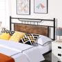 VECELO Queen Size Bed Frame with Wooden Headboard, Metal Platform Bed Frame with Footboard,No Box Spring Needed,Sturdy Steel Structure,14 Strong Steel Slat Support, Easy Assembly/Rustic Brown