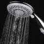 Hotel Spa High-Pressure 7-Setting Handheld Shower Head with 4-inch Face, Patented Water-Saving ON/OFF Pause Switch, Angle-Adjustable, Easy Tool-Free Installation – Chrome Finish