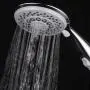 Hotel Spa High-Pressure 7-Setting Handheld Shower Head with 4-inch Face, Patented Water-Saving ON/OFF Pause Switch, Angle-Adjustable, Easy Tool-Free Installation – Chrome Finish