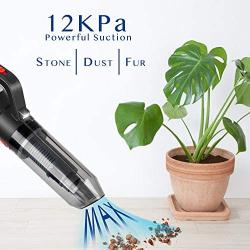 Cordless Vacuum, Handheld Vacuum Cleaner with 12kPa Power Suction, Rechargeable Wet & Dry Hand Vac for Car/Home/Kitchen, Washable HEPA Filter, Quick Charge, Black