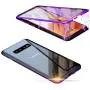 Compatible with Samsung Galaxy S10 (6.1 inch) Case, Jonwelsy 360 Degree Front and Back Transparent Tempered Glass Cover, Strong Magnetic Adsorption Technology Metal Bumper (Purple)