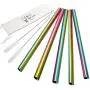 5 Pcs 10'' Reusable Smoothie Straws & Milkshake Straws - Rainbow Colors, 0.35'' Wide Stainless Steel Straws, Metal Straws for Smoothies, Milkshakes, Jumbo Drinks | 2 Cleanning Brushes & 1 Case