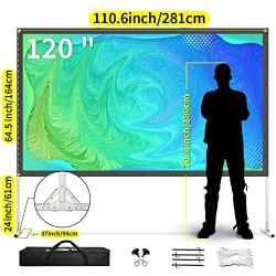 Projector Screen with Stand, Upgraded 3 Layers 120 inch 4K HD 16:9 Outdoor/Indoor Portable Front Projection Screen, Foldable Projection Screen with Carry Bag for Home Theater Backyard Movie