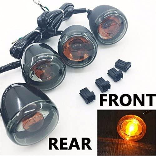 HTTMT MT224-017F+R- Heavy Billet Aluminum Front and Rear Turn Signal Kit Indicator Light Smoke lens With Long Black Heavy Metal Brackets Compatible with 1992-2016 Harley Davidson Sportster XL 883 1200