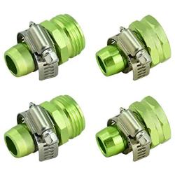 PLG Garden Hose Repair Connector with Clamps,Green,2 Male + 2 Female