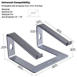 Standmit Laptop Stand Pro, Aluminum Computer Riser, Ergonomic Desktop Notebook Metal Holder Compatible with MacBook Air Pro,HP,Dell,Lenovo, More 10 11 12 13 14 15 15.6 16 Inch Laptops(Space Gray)