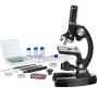 AMSCOPE-KIDS M30-ABS-KT1 Beginner Microscope Kit, LED and Mirror Illumination, 120x - 1200x Six Magnifications, Metal Frame and Base, Includes 48-Piece Accessory Set and Case,Black