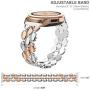 TOTOUTHS Compatible with Samsung Galaxy 42mm/Galaxy Watch 3 41mm Band Women Bracelet Replacement for Galaxy Active 2 40mm 44mm/Gear S2 Classic/Gear Sport Metal Strap Wristband 20mm (Rose Gold+Silver)