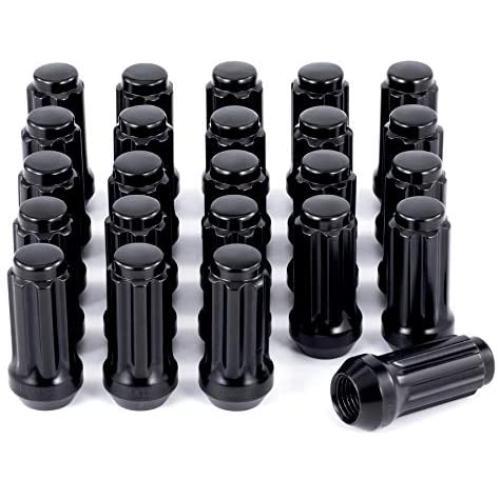 M14x1.5 Lug Nuts Black with Spline Tuner, XL 2 inches Length Conical Aftermarket Wheel Nut, Compatible with Chevy GMC Ford Cadillac Lincoln SAAB Saturn Silverado 1500 Savana, Set of 24