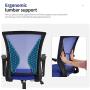 Office Chair Ergonomic Desk Chair Mesh Computer Chair with Lumbar Support Armrest Rolling Swivel Adjustable Task Chair for Adults(Blue)