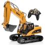 Top Race 15 Channel Full Functional Professional RC Excavator, Battery Powered Remote Control Construction Tractor Metal Shovel, TR-211