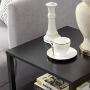 VECELO Modern Nightstand with Drawer Square End, Side Table for Bedroom, Living Room, Small Space, Night Stand with Open Shelf, Stable Metal Frame, Black