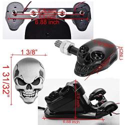 Set Skull Style Integrated Tail Light + Turn Signal Lamp + 4X 3D Metal Sticker Compatible with Honda Kawasaki Suzuki Yamaha 10mm mounting