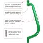 Purife 17 Metal Playground Safety Handle (Set of 2), Heavy Duty Outdoor Swing Set Safety Grab Handle, Play Set Handle Grip for Playhouse, Jungle Gym, Included Mounting Hardware Parts - Green