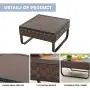 LOKATSE HOME Patio Dining Furniture Outdoor Square Bistro Side Coffee Table with Rattan Wicker Metal Slatted Steel Frame Aluminum Plastic Plate Wood Grain Desktop, Brown