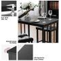 Giantex 3 Piece Dining Set, Counter Height Table Set with Black Frosted Tabletop and Metal Frame for Kitchen, Bar or Apartment w/ 2 Faux Leather Backless Stools, Compact, Space-Saving Design