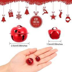 250 Pieces Jingle Bells Metal Star Cutout Jingle Bells and Craft Bells for Home Party Decorations Craft Daily Decorations DIY Bells (Red)